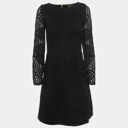 Pre Owned Maje Black Cutwork Lace Mini Dress M