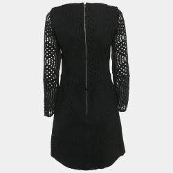 Pre Owned Maje Black Cutwork Lace Mini Dress M