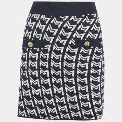 مملوكة مسبقًا Maje Blue Monogram Jacquard Knit Mini Skirt M
