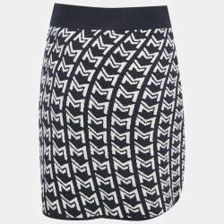 Pre Owned Maje Blue Monogram Jacquard Knit Mini Skirt M