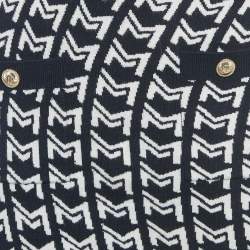 Pre Owned Maje Blue Monogram Jacquard Knit Mini Skirt M