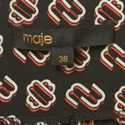 مملوكة مسبقًا فستان ميني بشعار مطبوع من ماج أسود بكريب مجعد مقاس متوسط