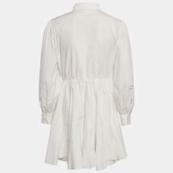 Pre Owned Maje White Cotton Guipure Detail Flared Mini Dress M