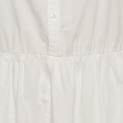 Pre Owned Maje White Cotton Guipure Detail Flared Mini Dress M