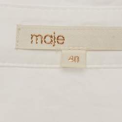 Pre Owned Maje White Cotton Guipure Detail Flared Mini Dress M