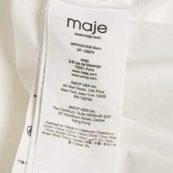 Pre Owned Maje White Cotton Guipure Detail Flared Mini Dress M