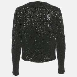 Pre Owned Maje Black Sequin Cropped Jacket S