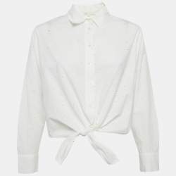 Pre Owned قميص ماج شاليس بتطريز إنجليزي أبيض مقاس متوسط - ميديام