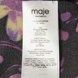 مملوكة مسبقًا بلوزة ماج سوداء بطبعة زهور بكُم منتفخ كريب مقاس كبير - لارج