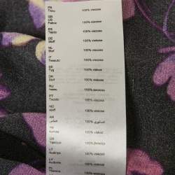 مملوكة مسبقًا بلوزة ماج سوداء بطبعة زهور بكُم منتفخ كريب مقاس كبير - لارج