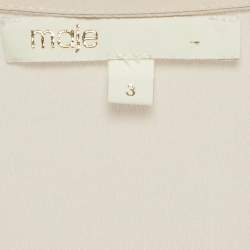 Pre Owned بلوزة ماج حرير بيج بياقة مستديرة مقاس كبير - لارج