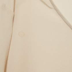 Pre Owned بلوزة ماج حرير بيج بياقة مستديرة مقاس كبير - لارج