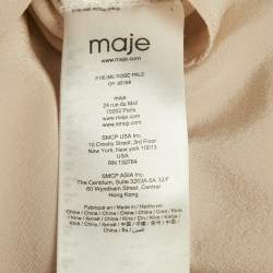 Pre Owned بلوزة ماج حرير بيج بياقة مستديرة مقاس كبير - لارج