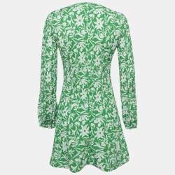 مملوكة مسبقًا فستان ميني كريب بطبعة زهور خضراء من ماج مقاس صغير