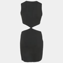 Pre Owned Maje Black Rib Knit Open-Waist Mini Dress S