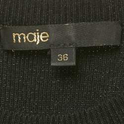 Pre Owned Maje Black Rib Knit Open-Waist Mini Dress S