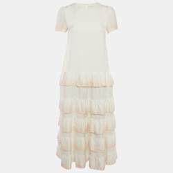 Pre Owned Maje White Silk Ralaxy Ombre Dress S