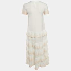 مملوكة مسبقًا Maje White Silk Ralaxy Ombre Dress S