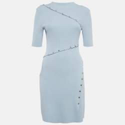 Pre Owned فستان شورت مضلع باللون الأزرق من ماج مقاس متوسط