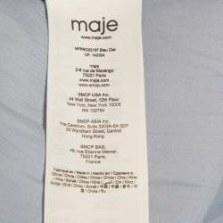 Pre Owned فستان ميني ساتان مطرز بأكمام منتفخة أزرق من ماج مقاس متوسط