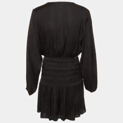 Pre Owned Maje Black Satin Smocked Mini Dresses M