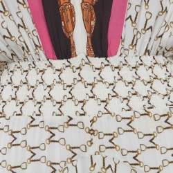 مملوكة مسبقًا Maje Cream Racheline Print Crepe Asymmetric Flared Maxi Dress M