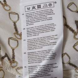 مملوكة مسبقًا Maje Cream Racheline Print Crepe Asymmetric Flared Maxi Dress M