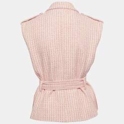 Pre Owned Maje Pink/Orange Tweed Sleeveless  Jacket L