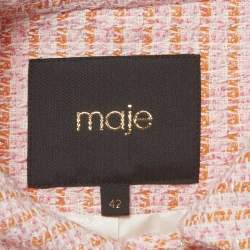 Pre Owned Maje Pink/Orange Tweed Sleeveless  Jacket L