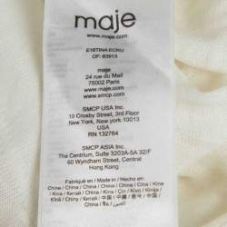 Pre Owned Maje White Cotton Knit Peacock Patch Detail T-Shirt S