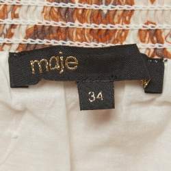 Pre Owned تنورة ميدي غير متناظرة بطبعة بيسلي قطن من مايج أوف-وايت/برتقالي مقاس صغير - سمول