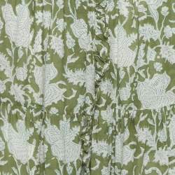 Pre Owned تنورة ماجي خضراء بطبعة جتال مكشكشة طويلة مقاس صغير - سمول