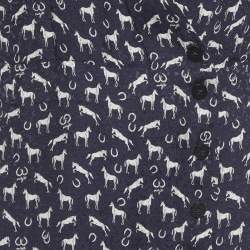 مملوكة مسبقًا Maje Navy Blue Horse Print Jacquard Mini Wrap Dress M
