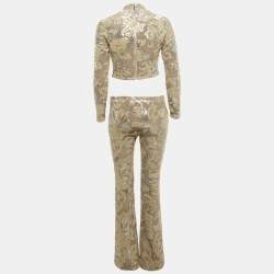 Pre Owned Maje Grey Sequin Embroidered Velvet Set XS/S