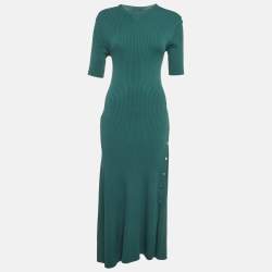 Pre Owned Maje Teal Blue Rib Knit Roxia Maxi Dress S