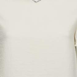 Pre Owned Maje Ecru Crepe Licka Jewel Embellished V-Neck Top M