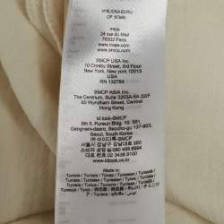 Pre Owned Maje Ecru Crepe Licka Jewel Embellished V-Neck Top M