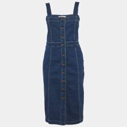 Pre Owned Maje Blue Denim Button Down Midi Dress L