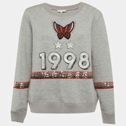 Pre Owned Maje Grey Printed Neoprene Sweatshirt L