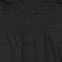 Pre Owned Maje Black Twill Smocked-Waist Rismocka Mini Dress M