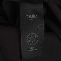 Pre Owned Maje Black Twill Smocked-Waist Rismocka Mini Dress M