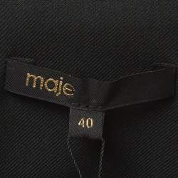 Pre Owned Maje Black Twill Smocked-Waist Rismocka Mini Dress M