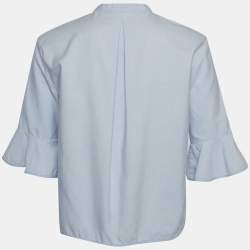 Pre Owned ماج قميص بأزرار من القطن مخطط أزرق مقاس صغير - سمول