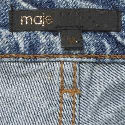 Pre Owned Maje Blue Denim Loose Fit Ripped Jeans S/Waist 29"