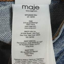 Pre Owned Maje Blue Denim Loose Fit Ripped Jeans S/Waist 29"
