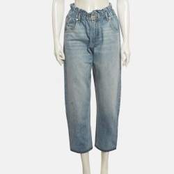 Pre Owned بنطلون جينز ماجي أزرق متلاشي بخصر مطاطي مقاس كبير