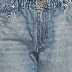 Pre Owned بنطلون جينز ماجي أزرق متلاشي بخصر مطاطي مقاس كبير