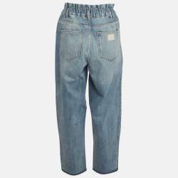 Pre Owned بنطلون جينز ماجي أزرق متلاشي بخصر مطاطي مقاس كبير