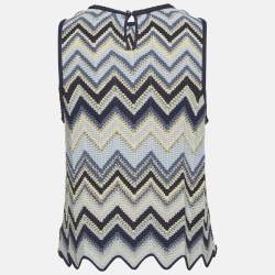 Pre Owned قميص ماج بحياكة كروشيه متعدد الألوان بدون أكمام مقاس ميديم