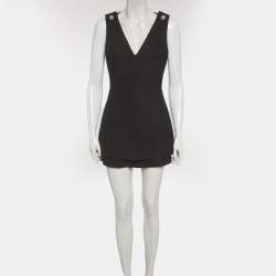 Pre Owned Maje Black Gabardine Crystal Detail Playsuit M